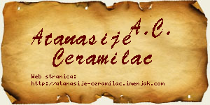 Atanasije Ćeramilac vizit kartica
